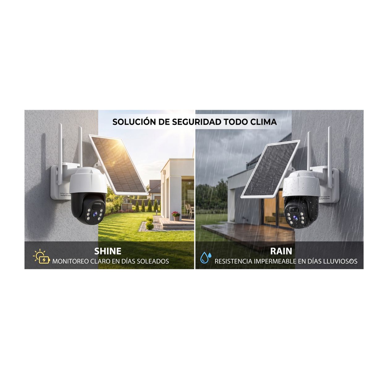 GENERICO - Cámara de Seguridad PTZ Solar Exterior Robotizada Wifi Full HD App V380 Pro