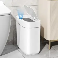 GENERICO - Basurero Automatico Con Sensor De Movimiento Blanco Papelera