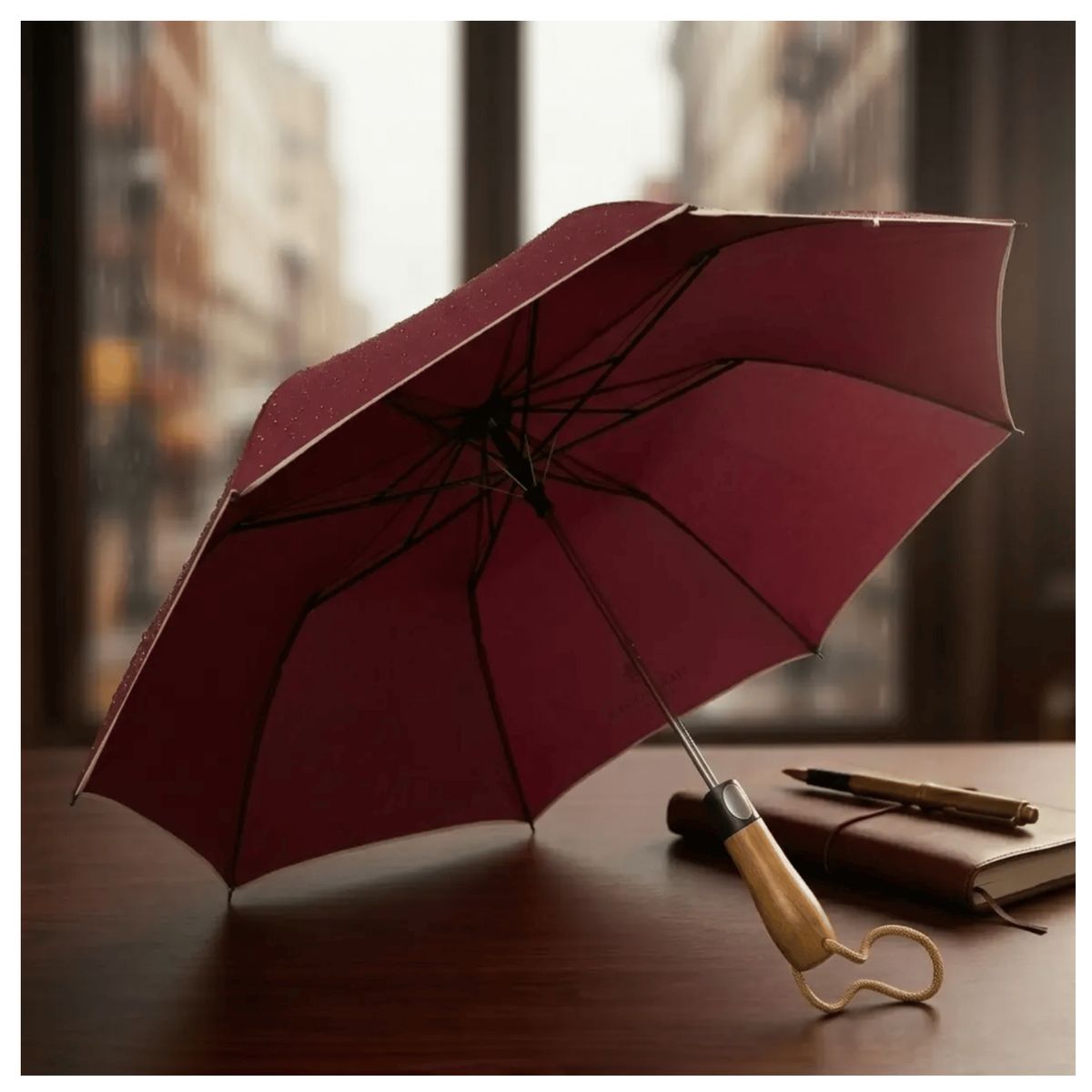 GENERICO - Paraguas Plegable Automático 120cm Reforzado + Funda Premium BORDO