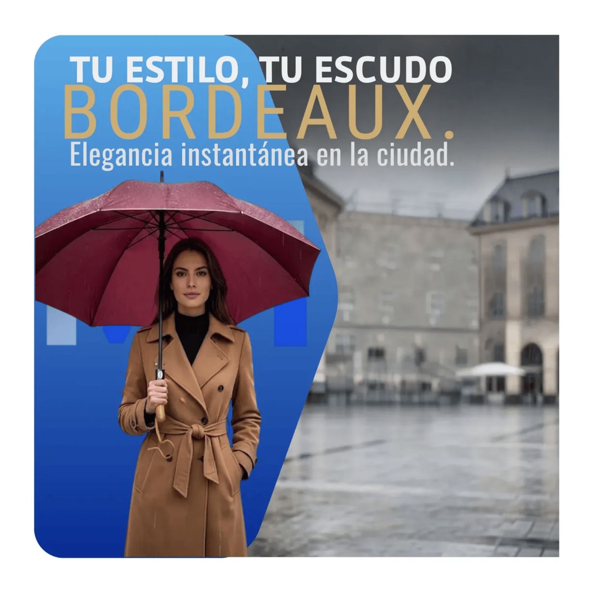 GENERICO - Paraguas Plegable Automático 120cm Reforzado + Funda Premium BORDO