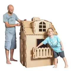 LOS REGALONES - Casa De Cartón Para Niños y Niñas Armable Y Pintable Casa De Muñecas
