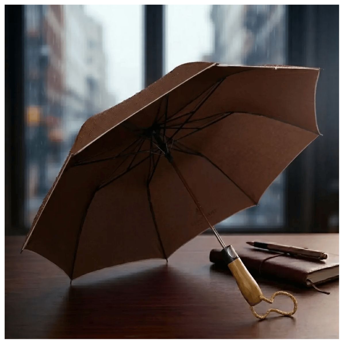 GENERICO - Paraguas Plegable Automático 120cm Reforzado + Funda Premium Marron