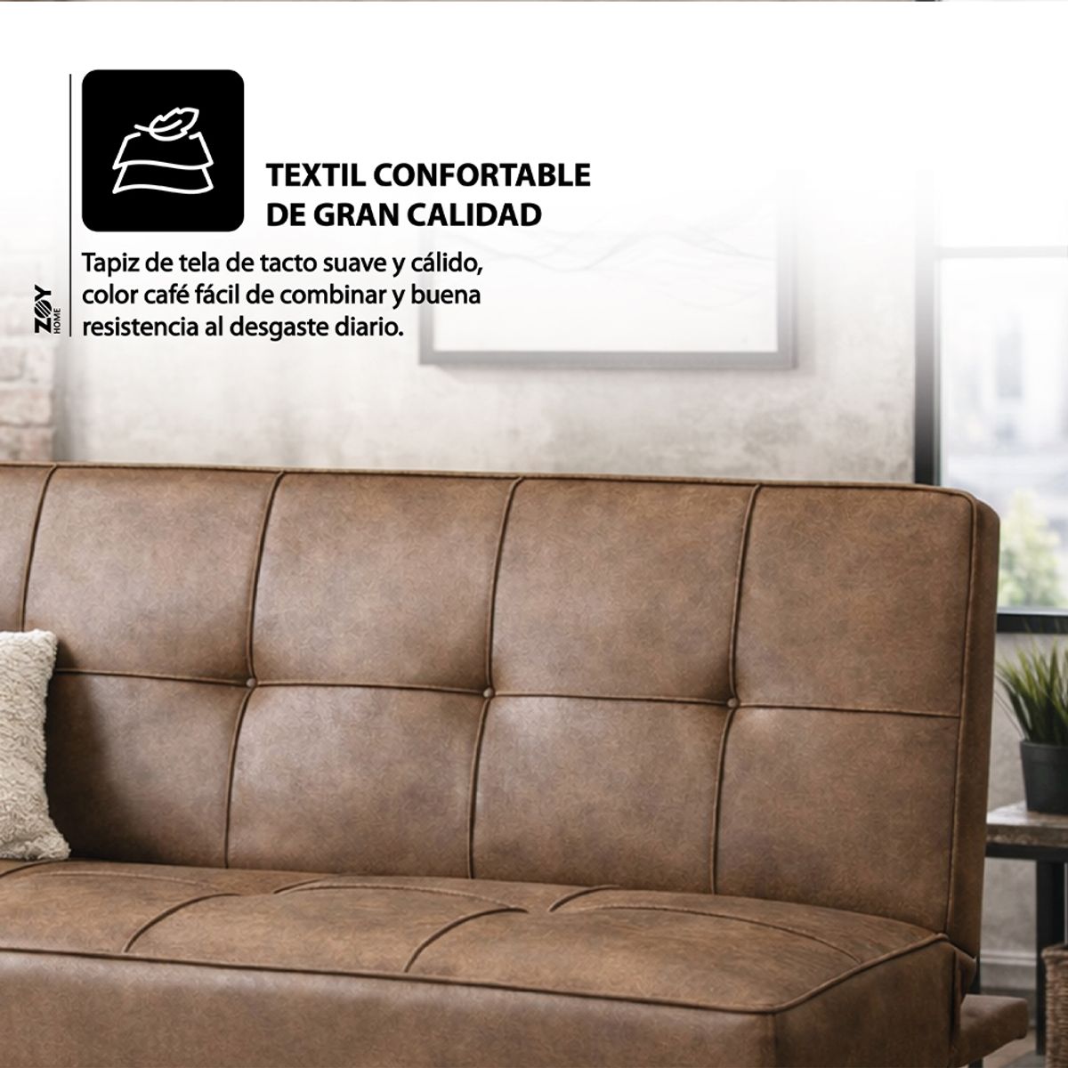 WDS HOME - Futón Sofá Cama Bondi Tela Café