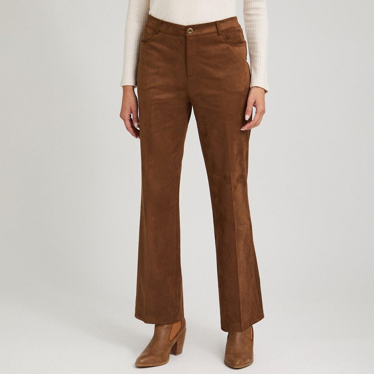 LORENZO DI PONTTI - Pantalon Formal Camel Elasticidad Media Sin Forro Calce Normal Tela Plano