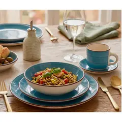 GENERICO - Set De Vajilla Ceramica 30 Piezas Lorenza Azul Ocean