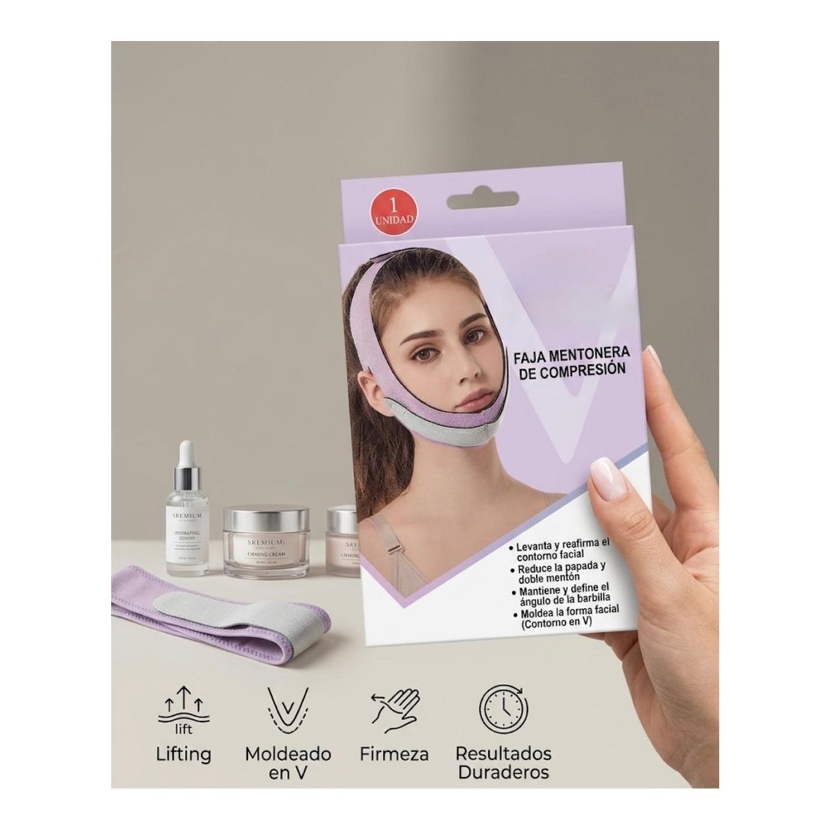 GENERICO - Faja Mentonera Reductora de Papada Definición Facial y Efecto V-Lift