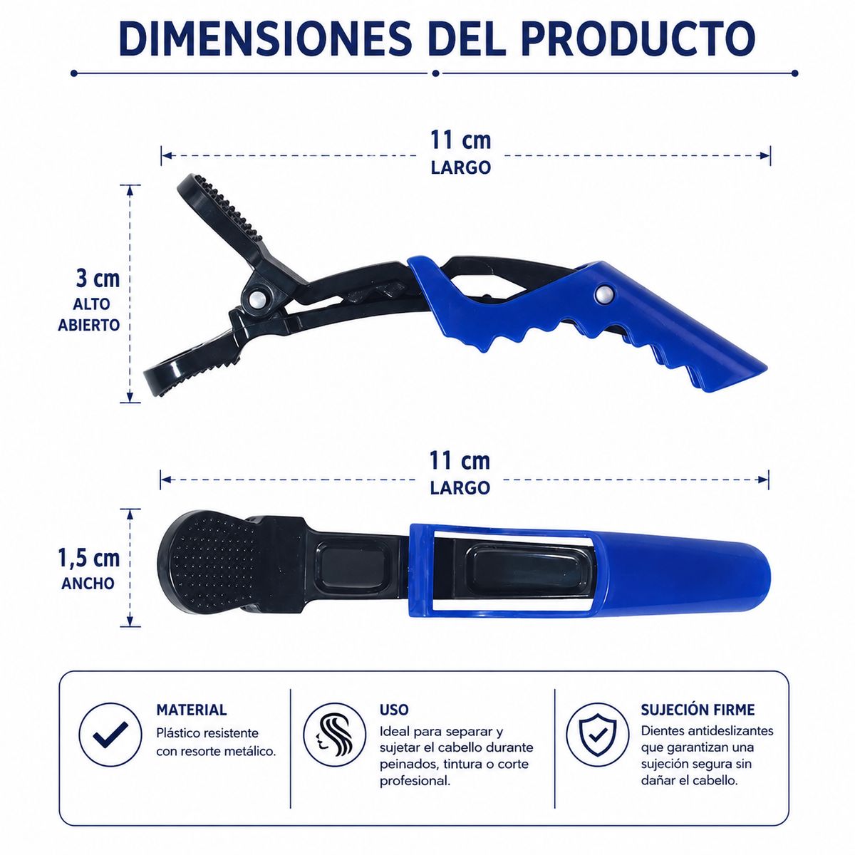 GENERICO - Set 10 Pinzas Para Tomar El Cabello Peluquería Profesional