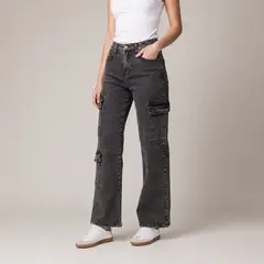 MOMCHIC - Jeans Mujer Cargo Denim Matizado