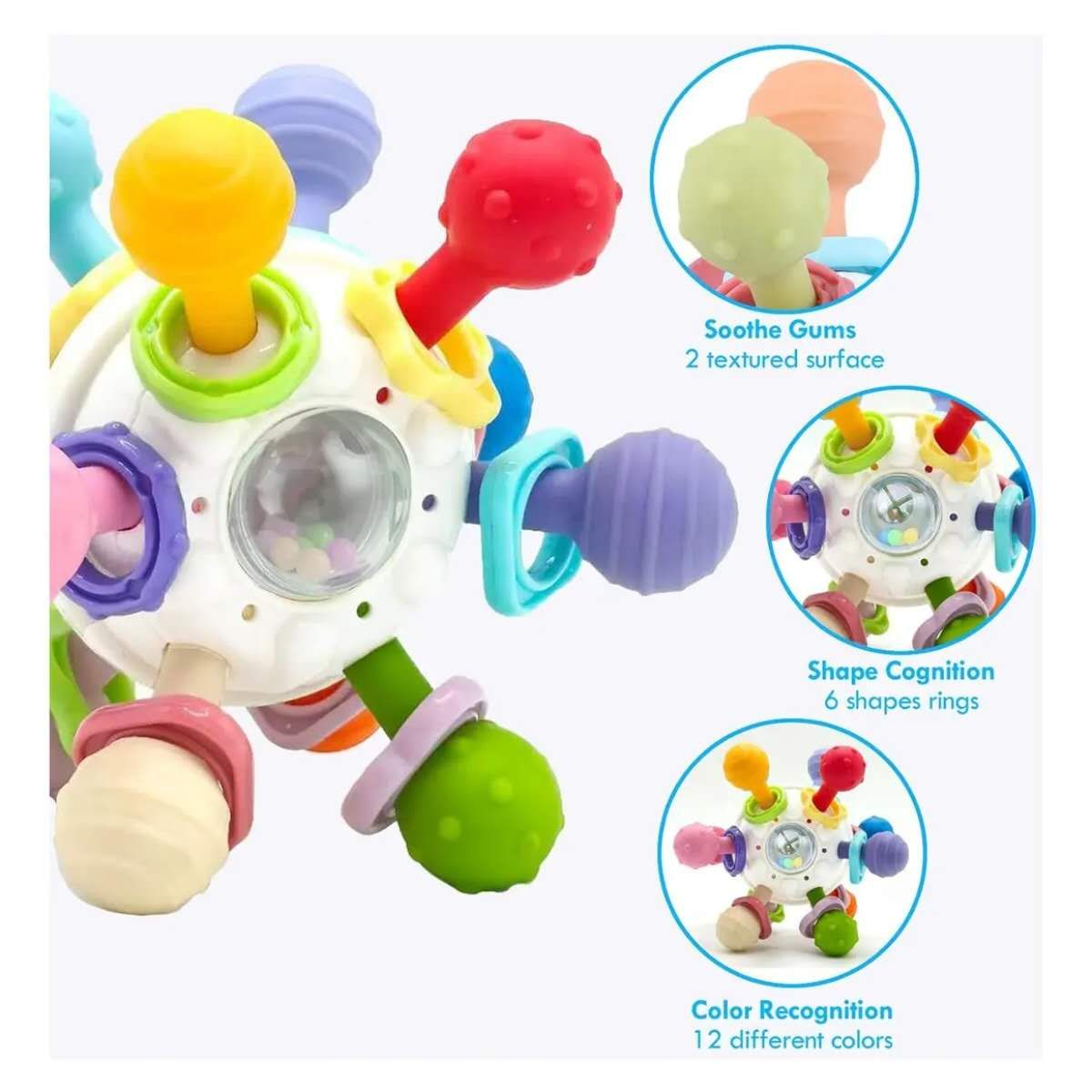 GENERICO - Mordedor Sensorial Dentición De Silicona Sonajero Para Bebés Multicolor