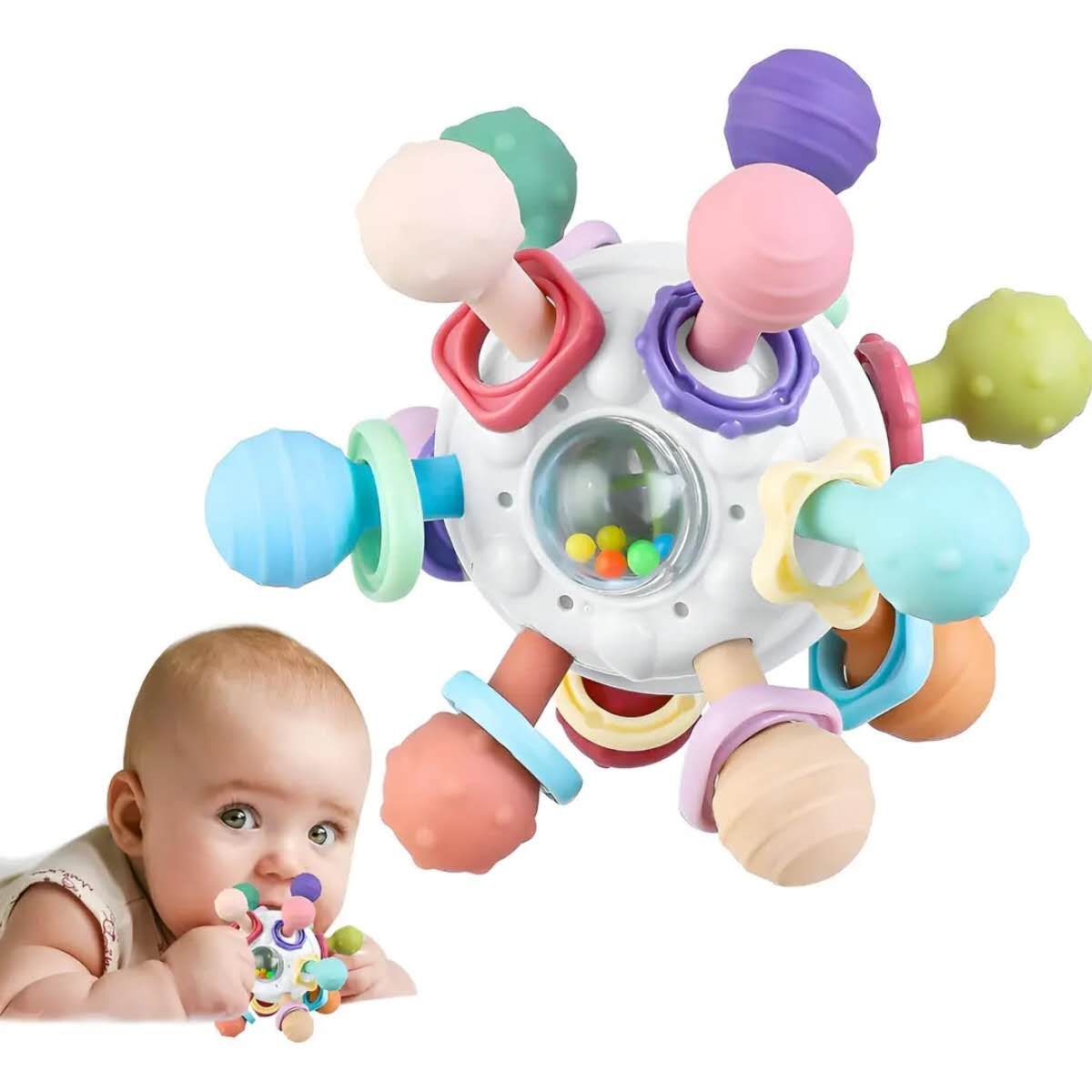 GENERICO - Mordedor Sensorial Dentición De Silicona Sonajero Para Bebés Multicolor