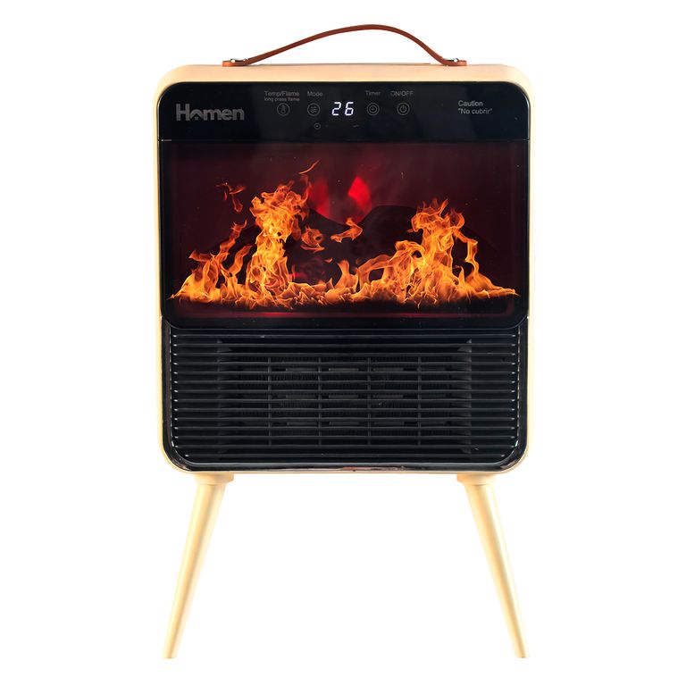 HOMEN Estufa Calefactor Eléctrico Retro Chimenea 1800W con Efecto Llama