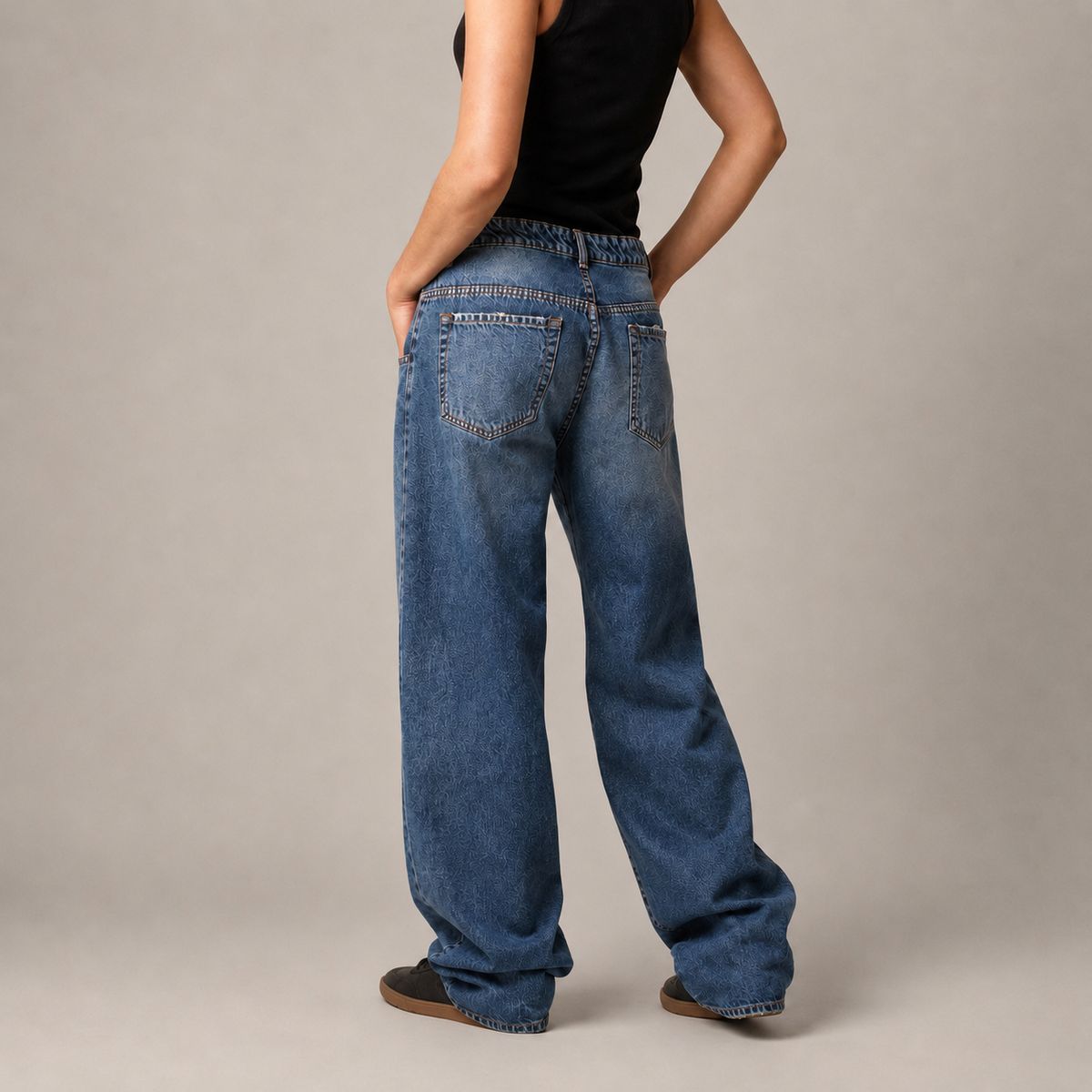 MOMCHIC - Jeans baloon recto Skate Fit azul Tiro Medio MOMCHIC