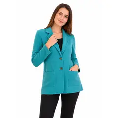 MAGENTA WOMAN - Chaqueta 11 Botón Suede Petróleo