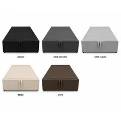 GENERICO - Base Baúl 1.5 Plazas Onyx – Sistema Hidráulico Premium Gris Grafito