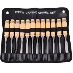 GENERICO - Set Cinceles Para Tallado Madera 12 Piezas Mango Madera