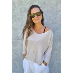 PICAFLOR - Sweater Mujer holgado de hilo Carole Crudo