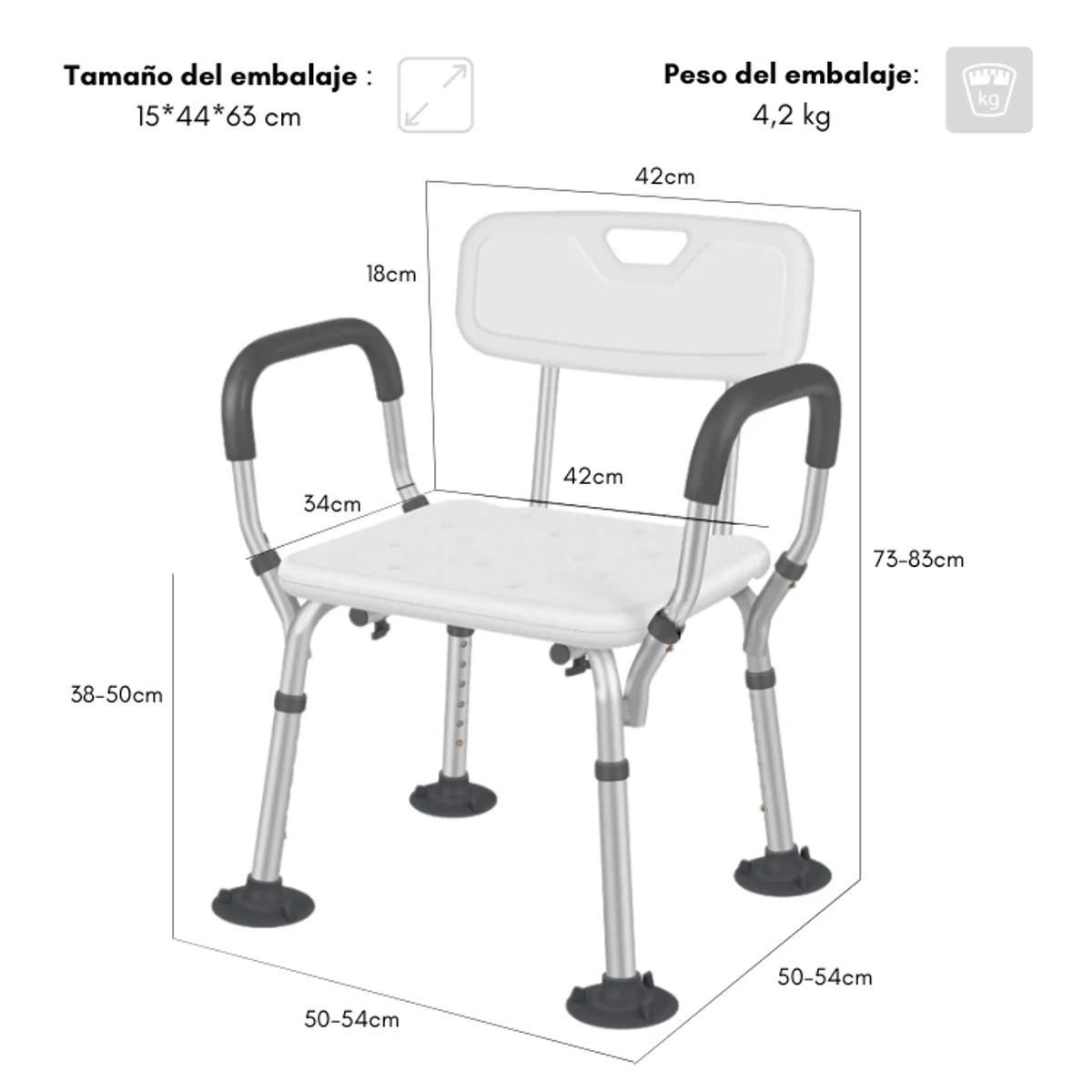 GENERICO - Silla Baño Ducha 3 En 1 Soporte Antideslizante Agarradera