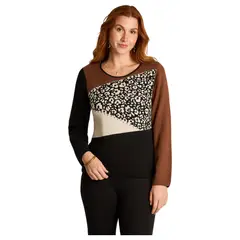 LORENZO DI PONTTI - Sweater Animal Print Mujer Negro