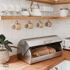 HOME LOGICS - Panera De Acero Inoxidable Caja De Pan Con Tapa
