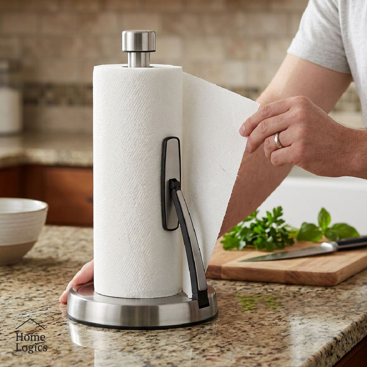 HOME LOGICS - Porta Rollo de Papel Cocina De Acero Inoxidable Home Logics