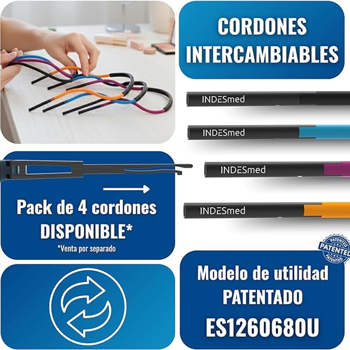 INDESMED - Gafas lentes para presbicia c filtro luz azul + cordón + funda premium - Morado - 2.5+