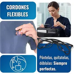 INDESMED - Gafas lentes para presbicia c filtro luz azul + cordón + funda premium - Naranja - 1.0+