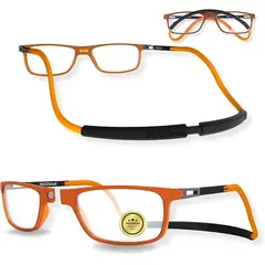 INDESMED - Gafas lentes para presbicia c filtro luz azul + cordón + funda premium -Naranja - 2.5+