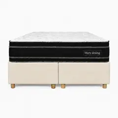 GENERICO - Base Baúl 2 Plazas Onyx Beige+ Colchón Mery Desing – Sistema Hidráulico Premium