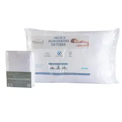 MASEL - Set 2 Almohadas Microfibra Eco y 2 Protectores de Almohadas 50x70
