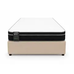 GENERICO - Base Baúl 1.5 Plazas Onyx Beige + Colchón Mery Desing – Sistema Hidráulico Premium