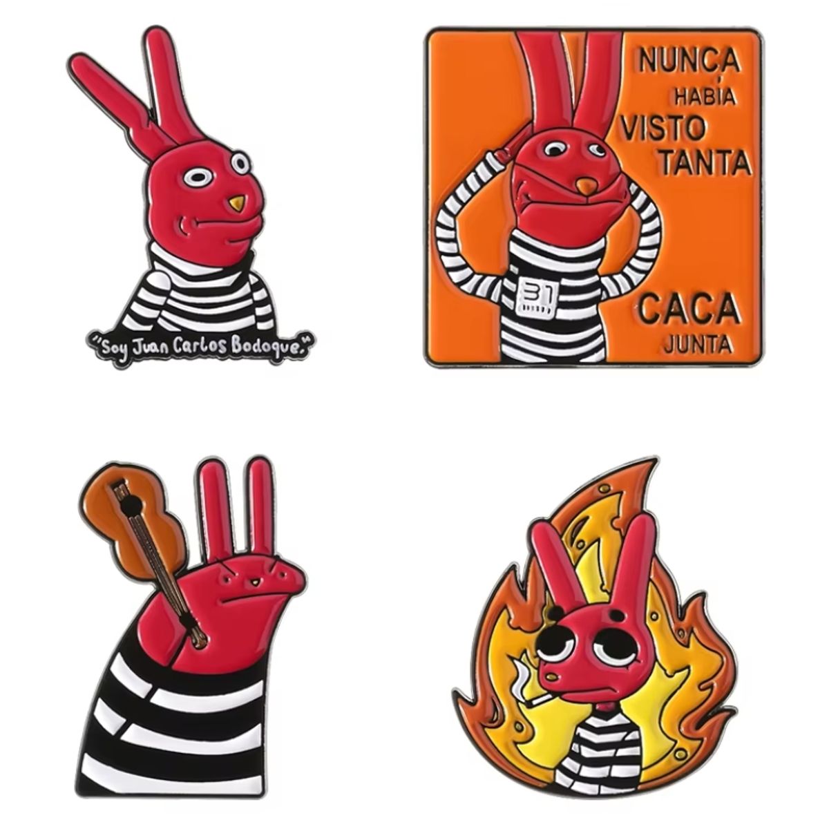 GENERICO - Set 4 Pines Broches Metálicos 31 Minutos Juan Carlos Bodoque