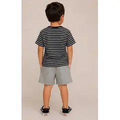 GENERAL - Conjunto Niño 2 Piezas Polera Rayas y Short Gris