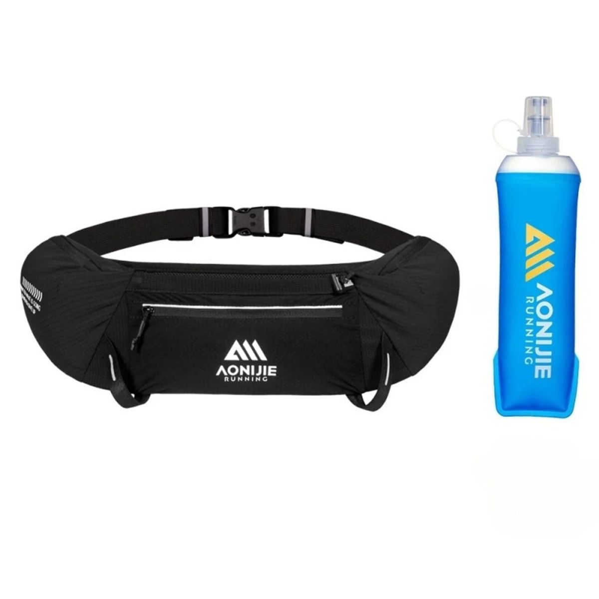 AONIJIE - Banano Running AONIJIE Unisex Negra con Soft Flask 500ml Incluido