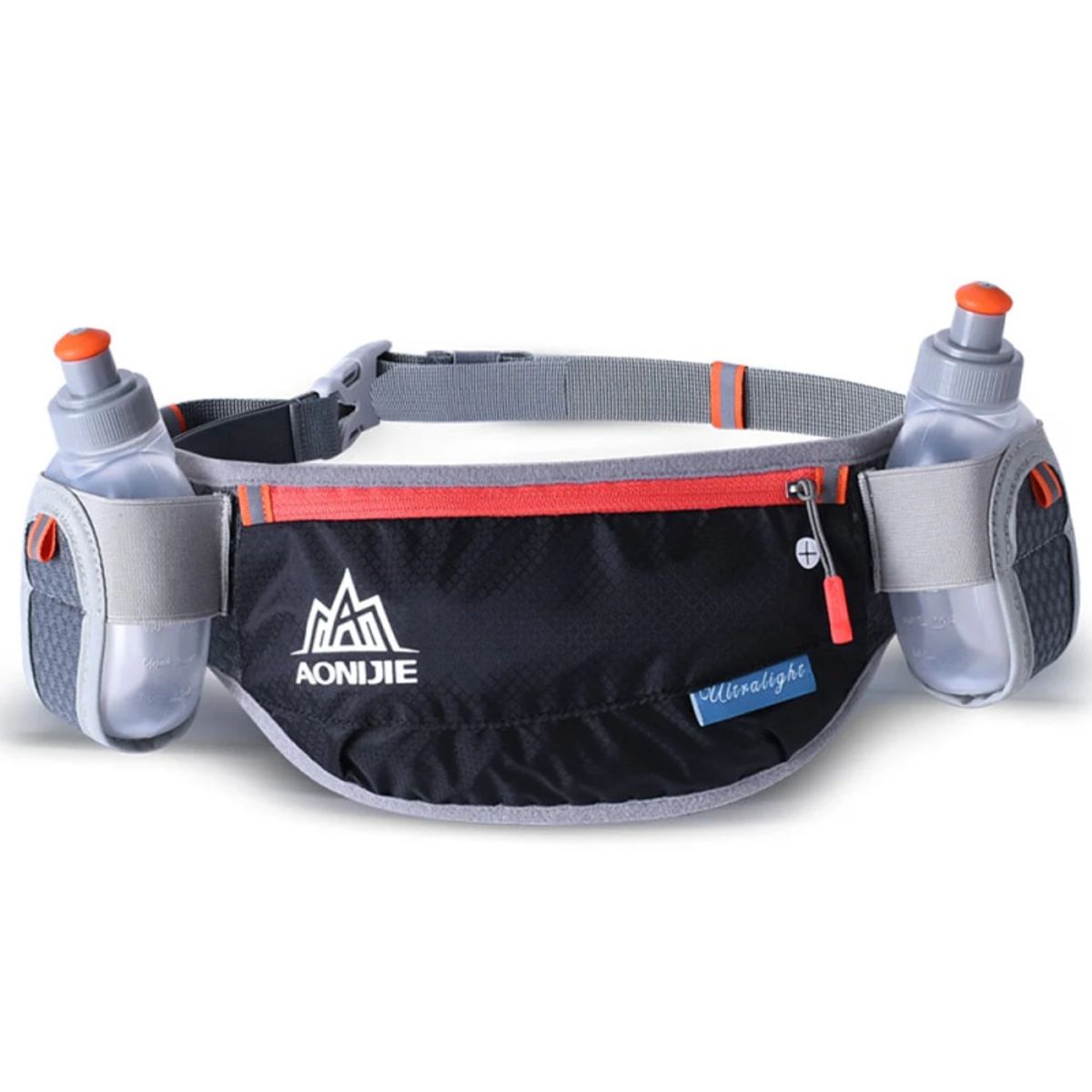 AONIJIE - Banano Running AONIJIE Unisex Negra con 2 Botellas de 170ml Incluidas