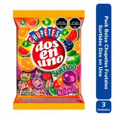 ARCOR - Pack 3 Bolsa Chupetes Dos en Uno