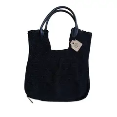 AMG ACCESORIOS - Cartera negra de hilo metálico hecha a mano diseño exclusivo
