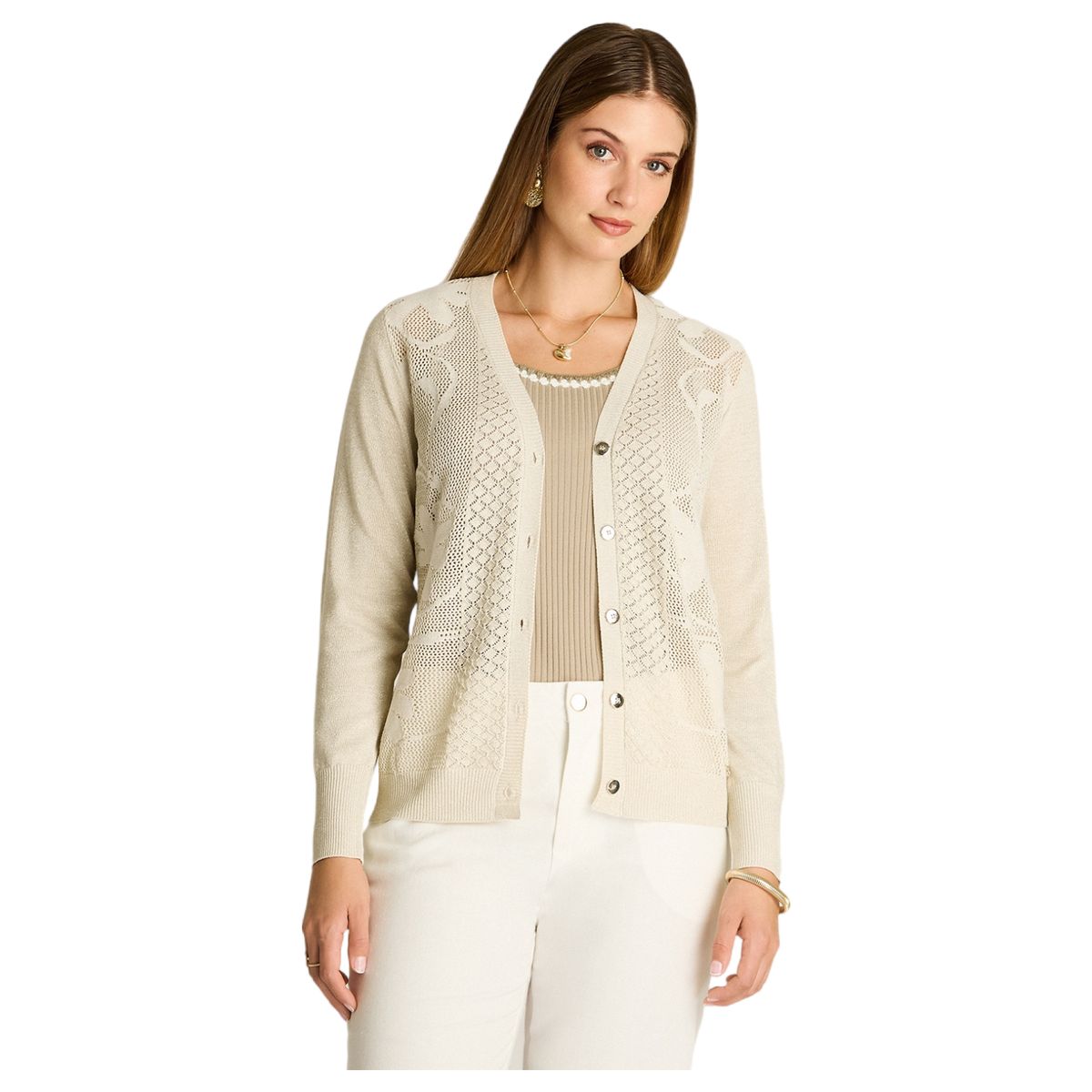 LORENZO DI PONTTI - Cardigan Con Botones Mujer Arena