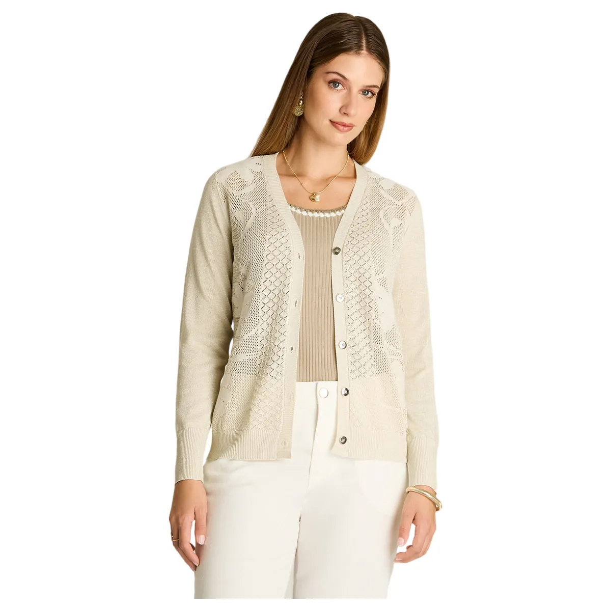 LORENZO DI PONTTI - Cardigan Con Botones Mujer Arena