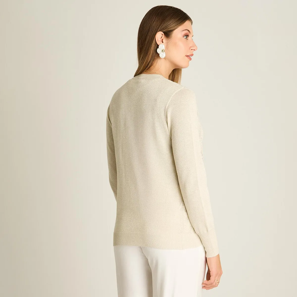 LORENZO DI PONTTI - Cardigan Con Botones Mujer Arena