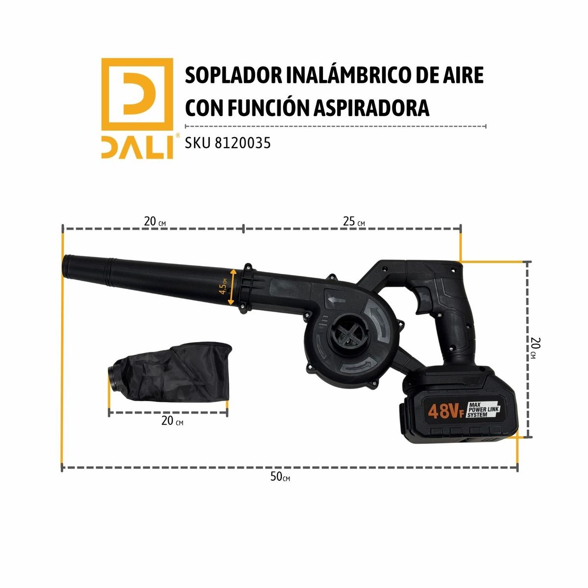 GENERICO - Soplador Inalámbrico de Aire con Función Aspiradora 48VF Max Power