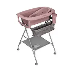 TWISTSHAKE - Tina bañera plegable con soporte para bebés, Pack de lujo para baño Twistshake, color Rosado
