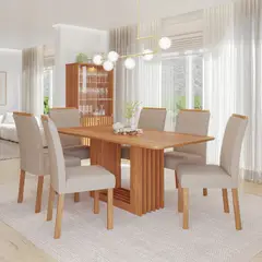 DANIELS - Juego de Comedor Elegante de Madera Rectangular 6 Sillas Ariela