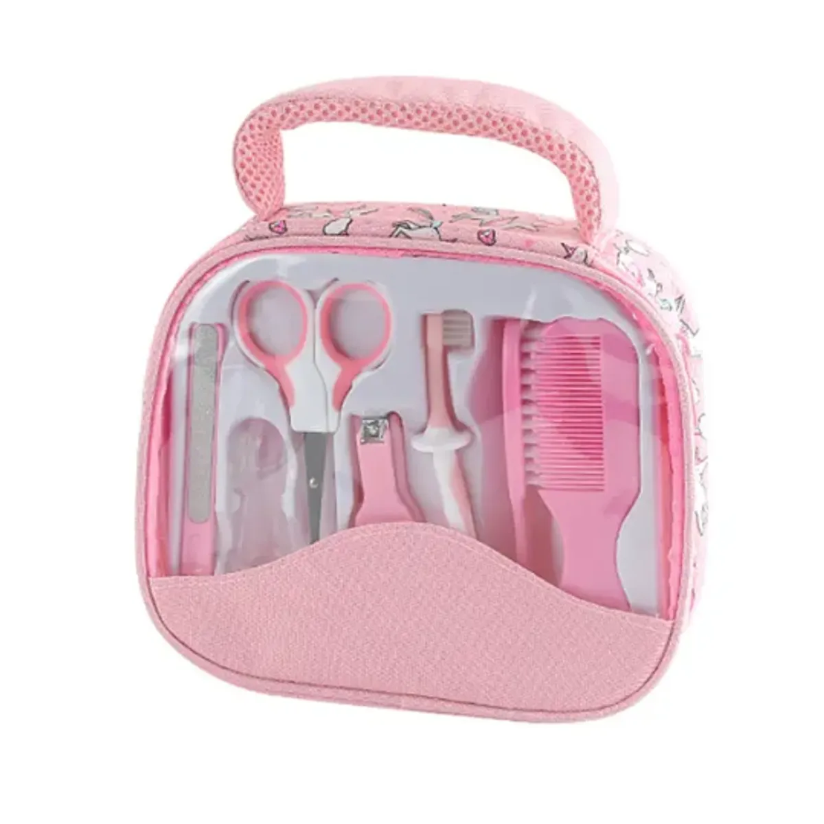 GENERICO - Set Aseo Bebe 7 Piezas Rosado Manicure Cepillo Con Bolso