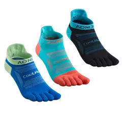 AONIJIE - Calcetines de Dedos 3 Pares Unisex Corte Bajo Coolmax Antiamapollas Running Outdoor