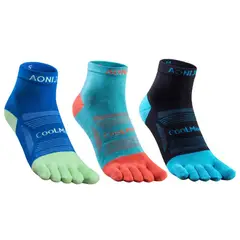 AONIJIE - Calcetines de Dedos 3 Pares Unisex Corte Medio Coolmax Antiamapollas Hiking Running