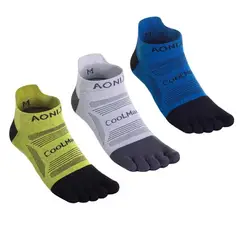 AONIJIE - Calcetines de Dedos Running Unisex Profesional Transpirable Corte Bajo 3 Pares