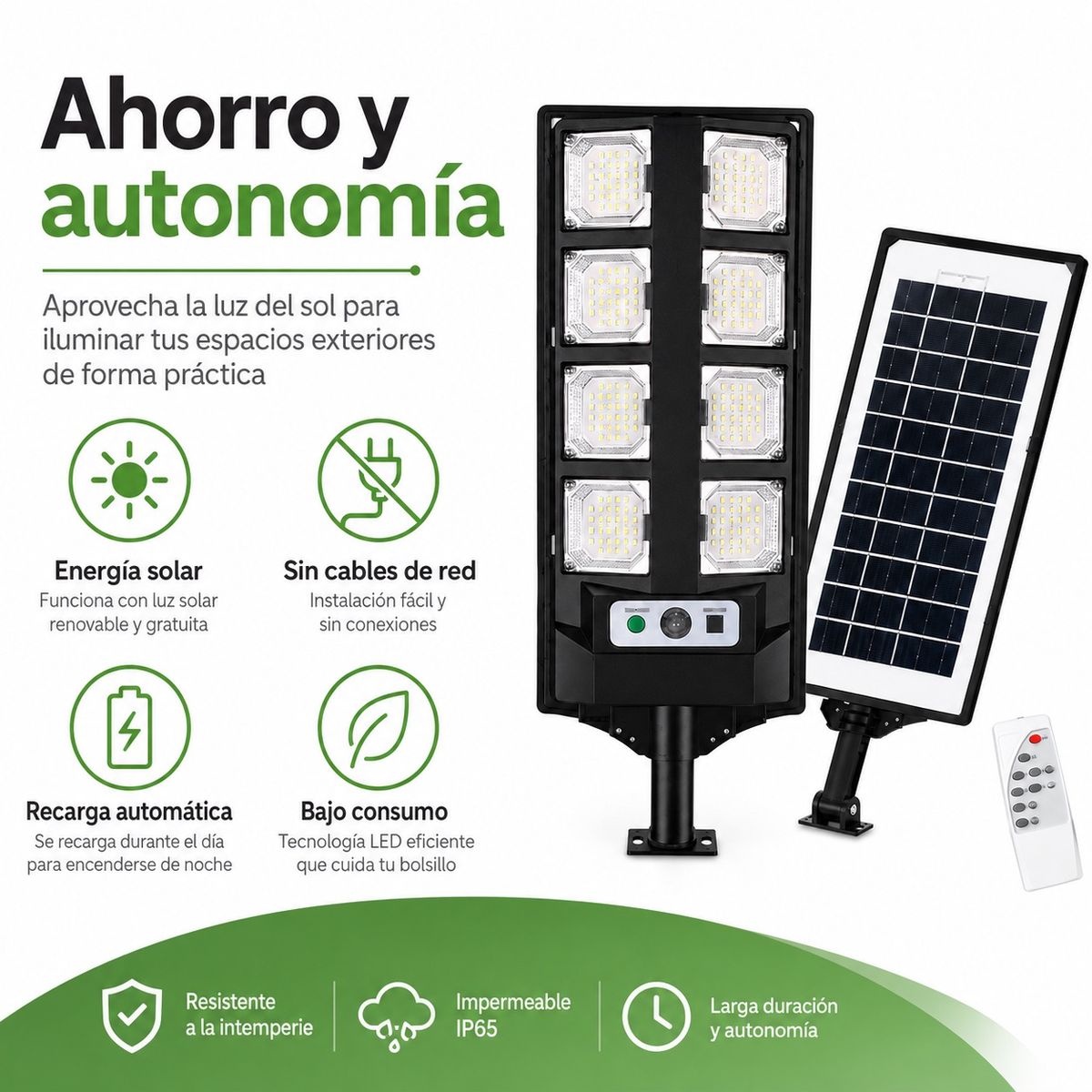 DOPA - Lampara Foco Led Solar Exterior 800w Cbk Con Control Remoto