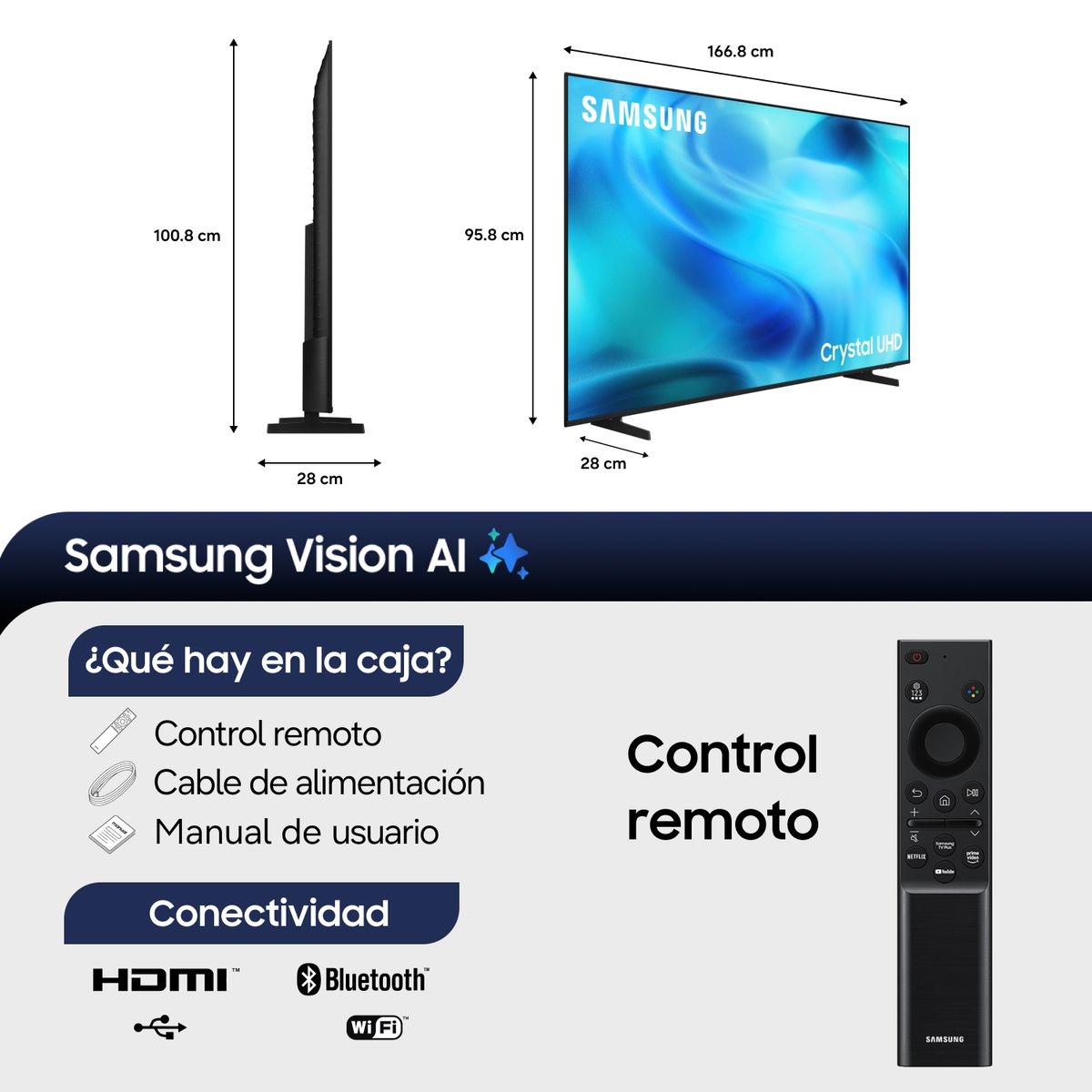 SAMSUNG - 75 Crystal UHD U8000H 4K Samsung Vision AI Smart TV 2026