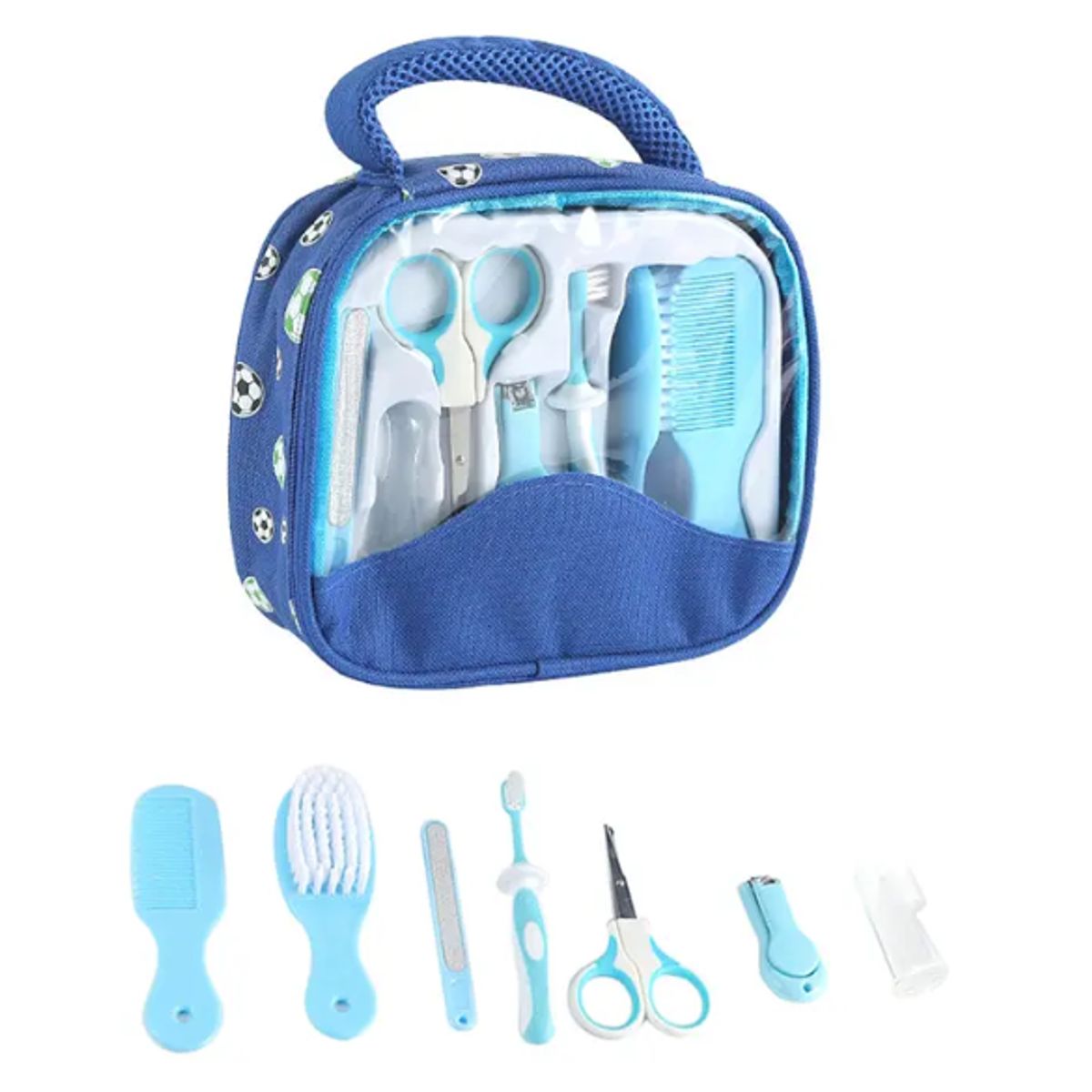 GENERICO - Set Aseo Bebe 7 Piezas Azul Manicure Cepillo Con Bolso Viaje