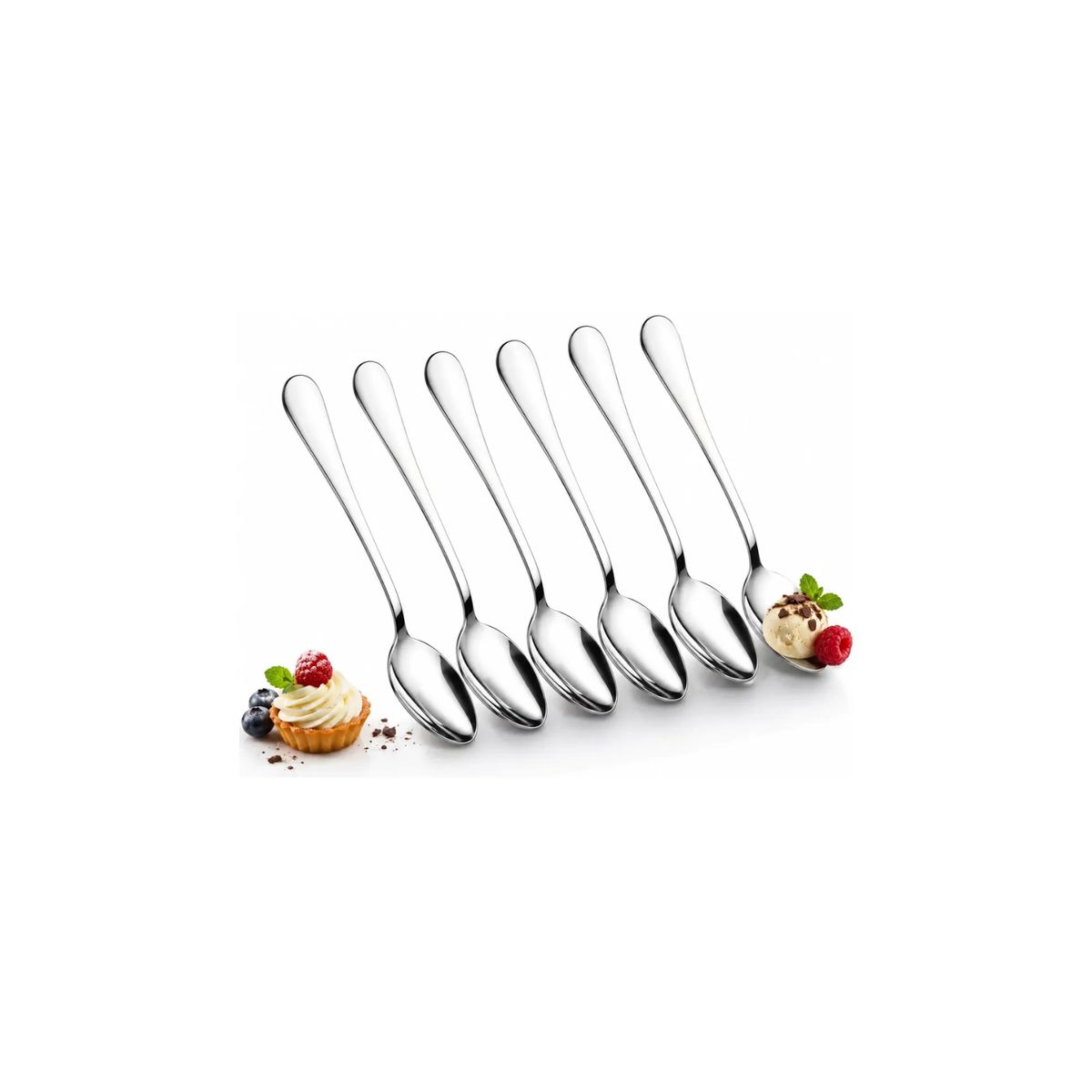GENERICO - X6 Cucharas De Postre Acero Inoxidable Cuchara Te Cafe 15cm